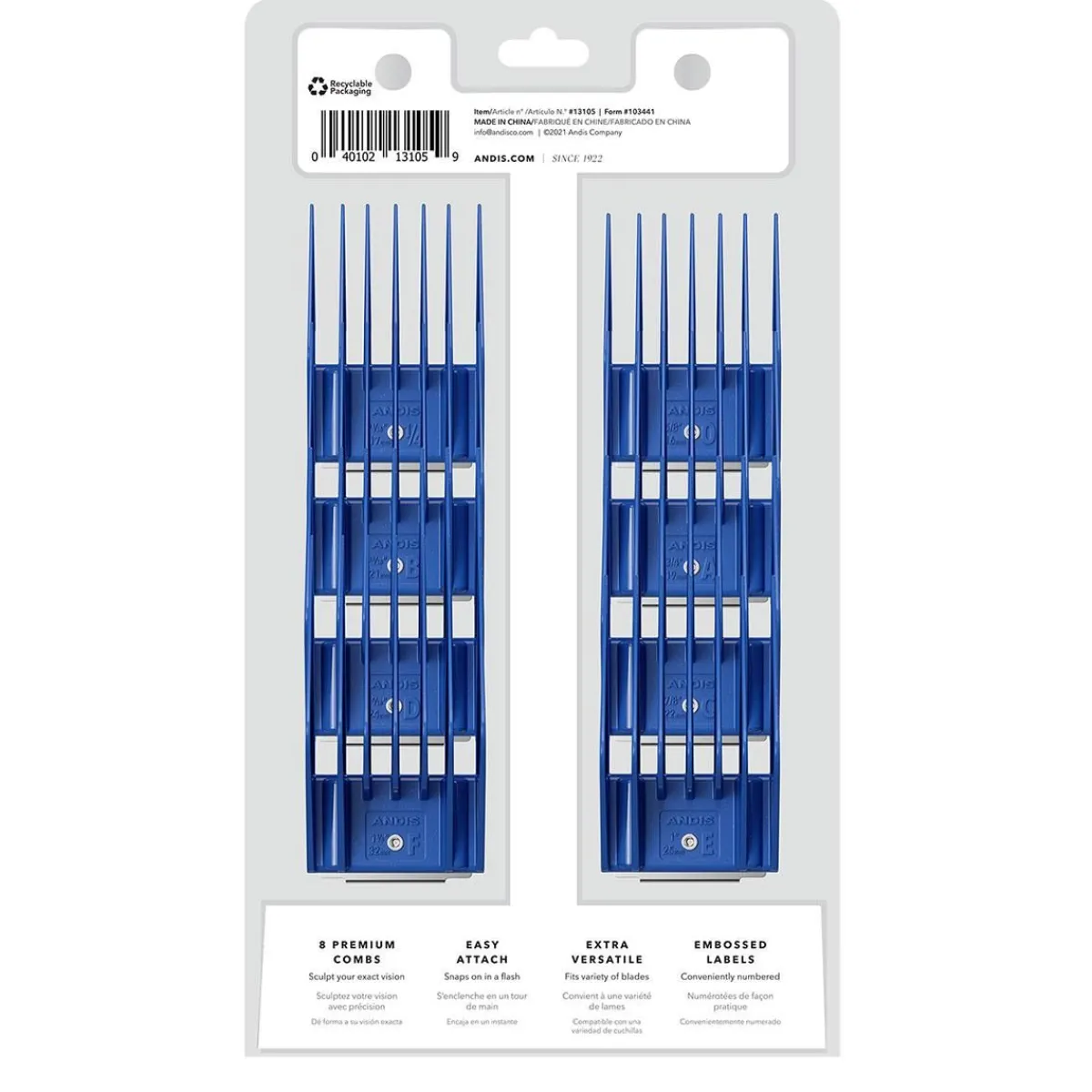 Ryan's Pet Supplies Andis 8 Piece Universal Snap-On Comb Set