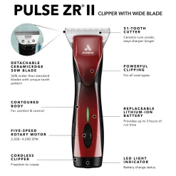 Ryan's Pet Supplies Andis Pulse ZR II 5-Speed Clipper - Red