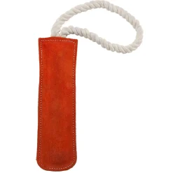 Ryan's Pet Supplies Dawgeee Play Suede Leather Baton with Rope Dog Toy - 15"
