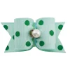 Ryan's Pet Supplies Fancy Finishes Grosgrain Polka Dot & Pearl Center Dog Bows