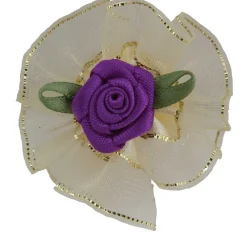 Ryan's Pet Supplies Fancy Finishes Organza Rose Center Bow With Gold Edge - 24ct