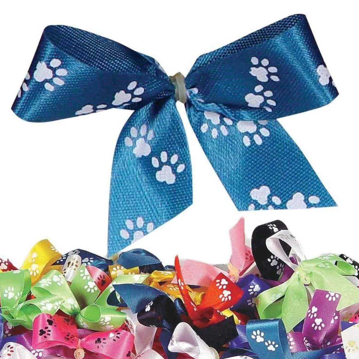 Ryan's Pet Supplies Fancy Finishes Pre-Tied Bows with Paw Print Pattern - 50 ct.
