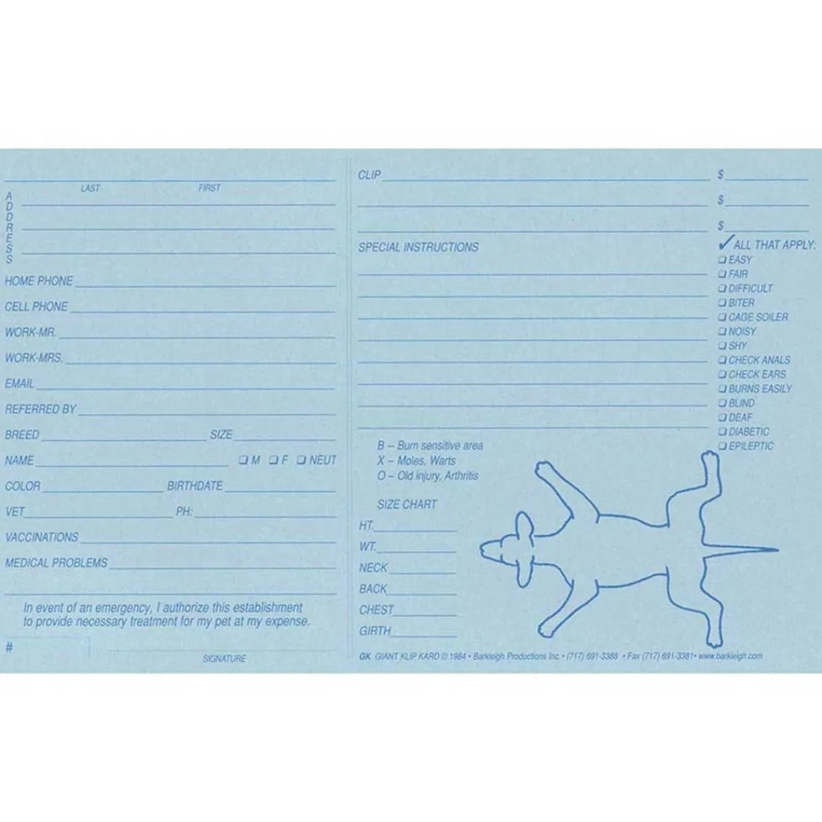 Ryan's Pet Supplies Giant Klip Kards - Blue 100 Count