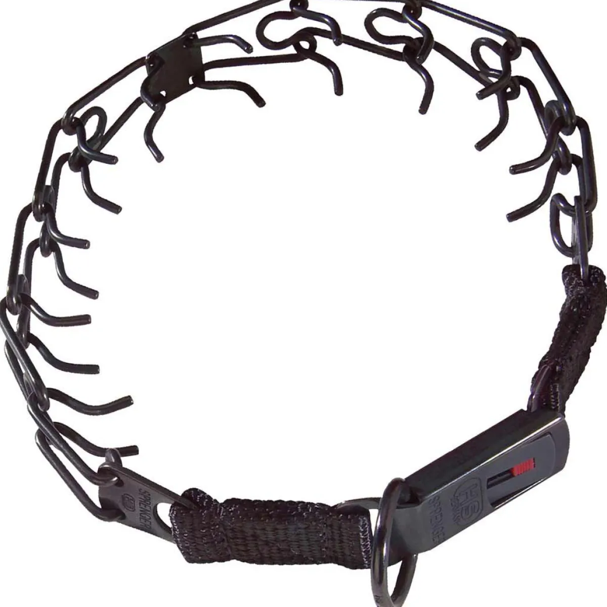 Ryan's Pet Supplies Herm Sprenger Ultra-Plus Black Stainless Steel Training Collar with Center-Plate and Assembly Chain Click Lock