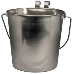 Ryan's Pet Supplies Indipets Flat Side Stainless Steel Pail With Handle 6 Quart
