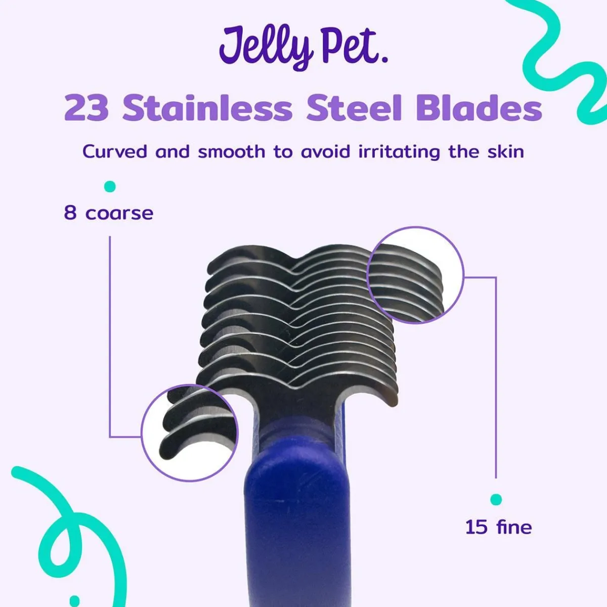 Ryan's Pet Supplies Jelly Pet Dual Deshedding Rake
