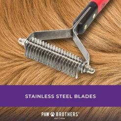 Ryan's Pet Supplies Paw Brothers 20 Blade Double Wide Coat Rakke (Medium)