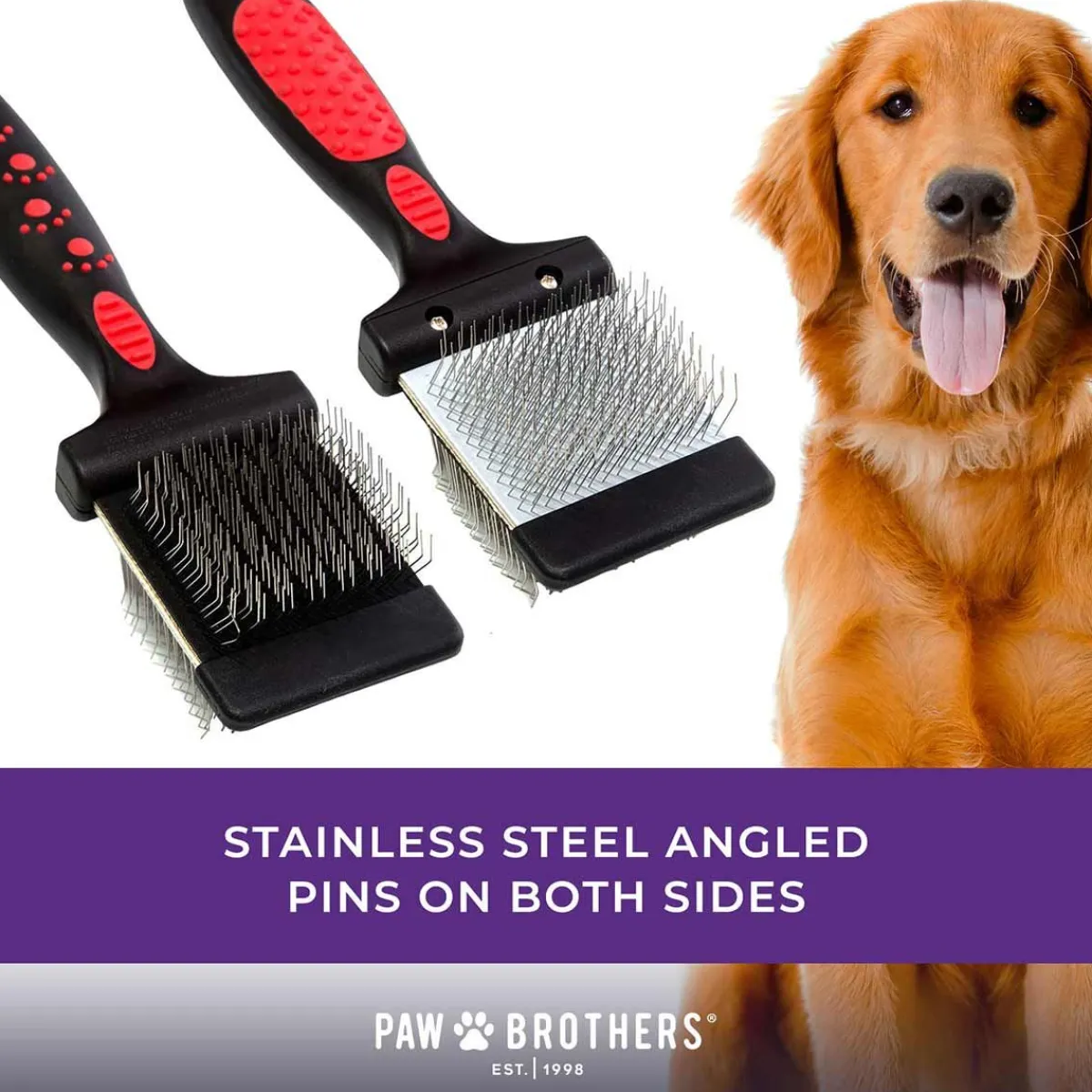 Ryan's Pet Supplies Paw Brothers Double Sided Flex Slicker Brush (Soft/Small)
