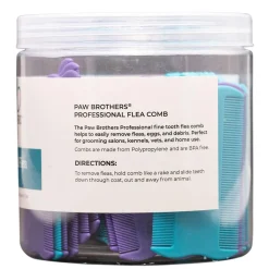 Ryan's Pet Supplies Paw Brothers Flea Comb 50pcs/Tub Teal & Purple