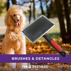 Ryan's Pet Supplies Paw Brothers Hard Extra Long Pin Large Flat Slicker Brush