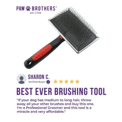 Ryan's Pet Supplies Paw Brothers Hard Extra Long Pin Large Flat Slicker Brush