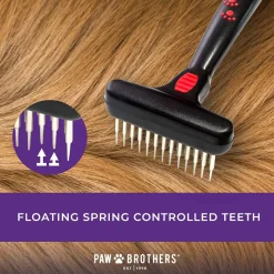 Ryan's Pet Supplies Paw Brothers Magic Spring Undercoat Rake Double Row (13 Long/12 Short) 3.5”
