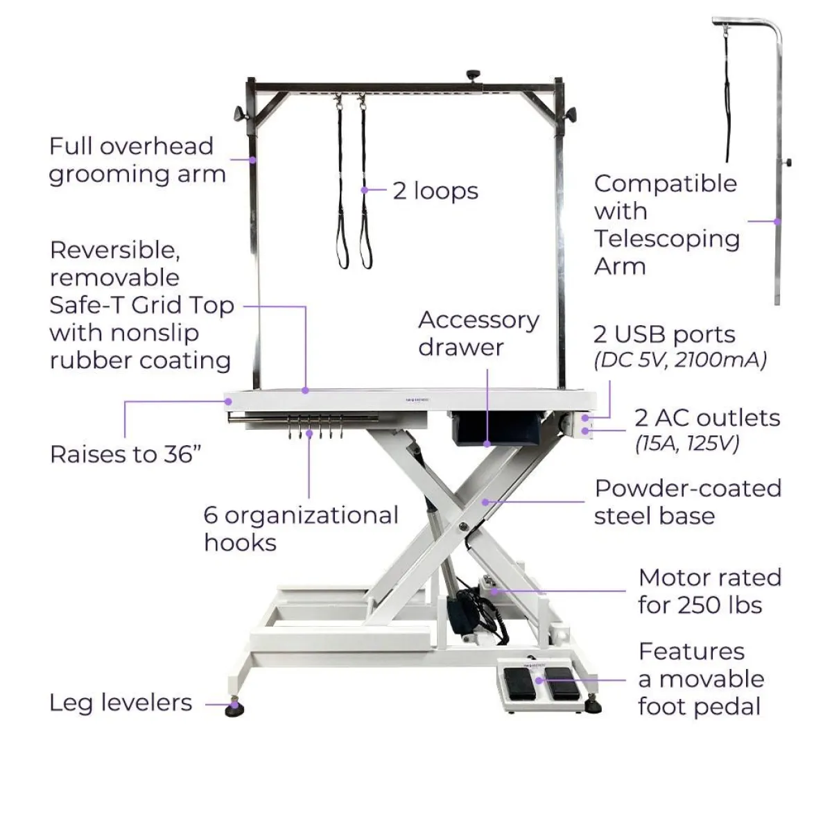 Ryan's Pet Supplies Paw Brothers Mini Low-Low Super Electric Grooming Table - 36"