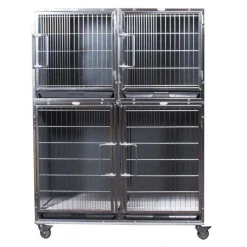 Ryan's Pet Supplies Paw Brothers Professional Stainless Steel Hybrid Short Modular Cage Med-Short Half Bank Complete