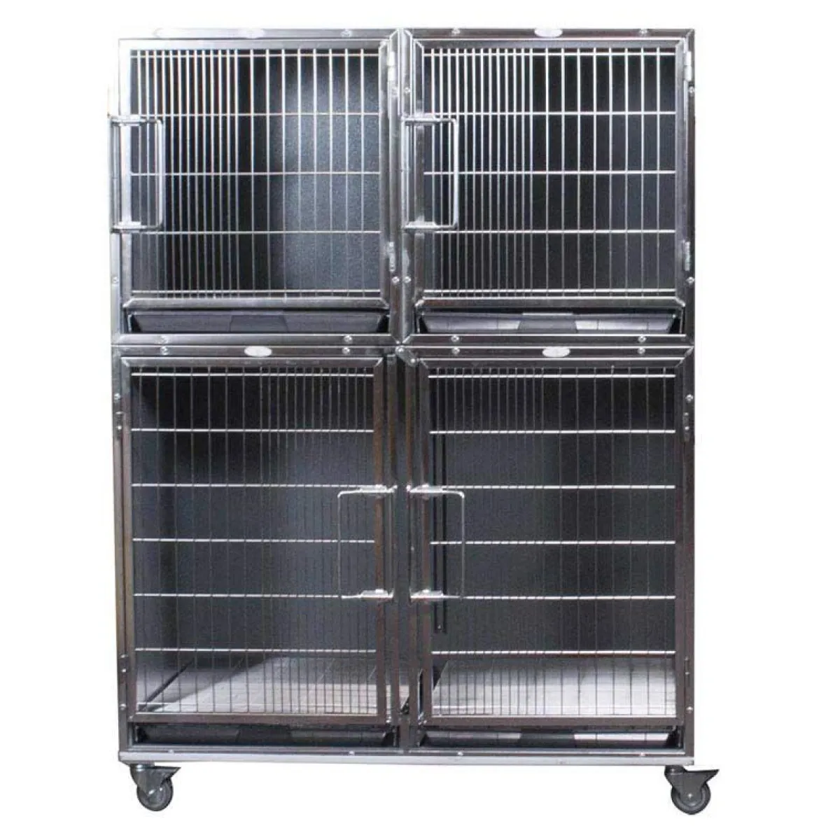 Ryan's Pet Supplies Paw Brothers Professional Stainless Steel Hybrid Short Modular Cage Med-Short Half Bank Complete