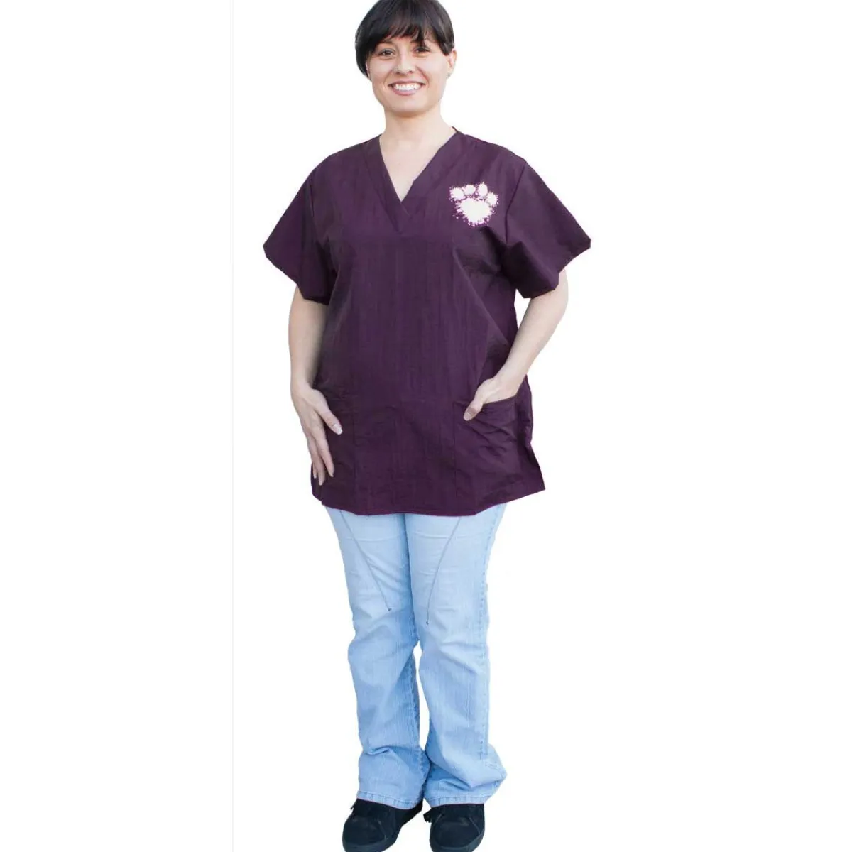 Ryan's Pet Supplies Paw Brothers Scrub Top With White Paw Heart Print 3X-Large
