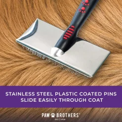 Ryan's Pet Supplies Paw Brothers Soft Pin Flat Slicker With Coated Pin Tips - Mini/Small