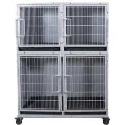 Ryan's Pet Supplies Paw Brothers White Modular Cage Med-Short Half Bank Complete