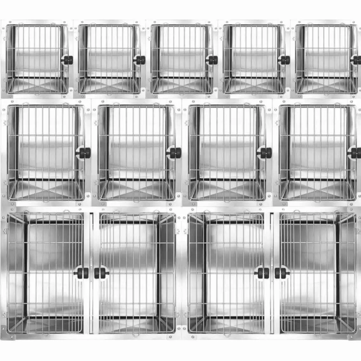 Ryan's Pet Supplies Professional Stainless Steel Modular Dog Cage - Full Bank