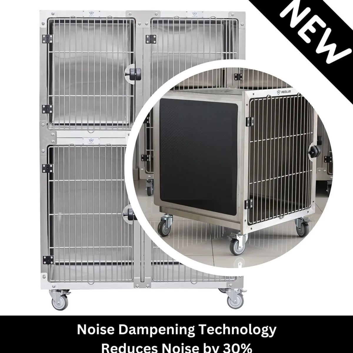Ryan's Pet Supplies Professional Stainless Steel Modular Dog Cage - Half Bank