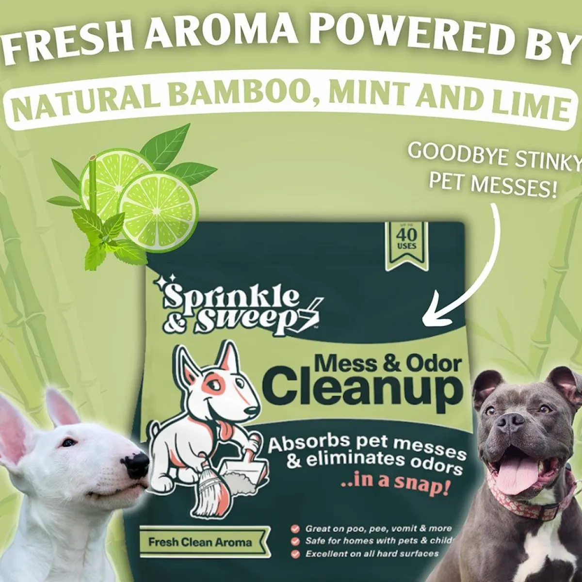 Ryan's Pet Supplies Sprinkle & Sweep - Pet Accident Cleanup & Deodorizer