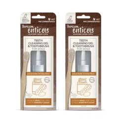 Ryan's Pet Supplies Tropiclean Enticers Teeth Cleaning Gel 2 oz & Toothbrush - Peanut Butter & Honey Flavor