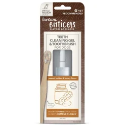 Ryan's Pet Supplies Tropiclean Enticers Teeth Cleaning Gel 2 oz & Toothbrush - Peanut Butter & Honey Flavor