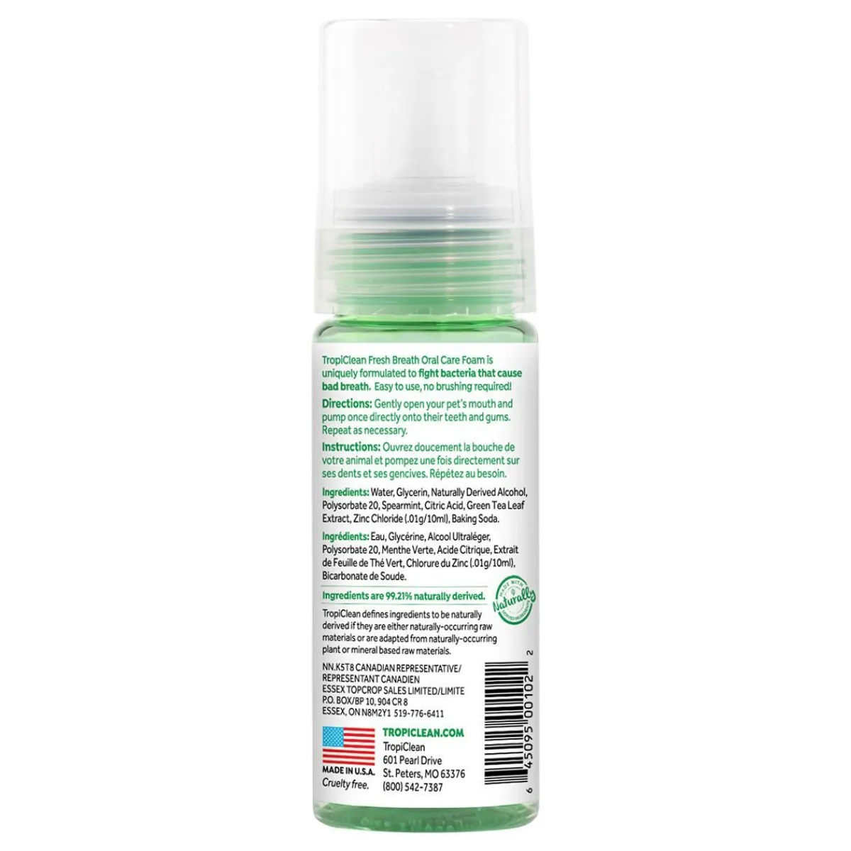 Ryan's Pet Supplies Tropiclean Fresh Breath Oral Care Fresh Mint Foam 4.5 oz