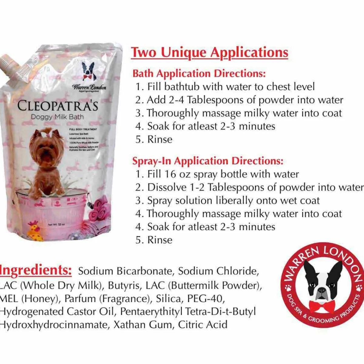 Ryan's Pet Supplies Warren London Cleopatra's Doggy Milk Bath 32 oz